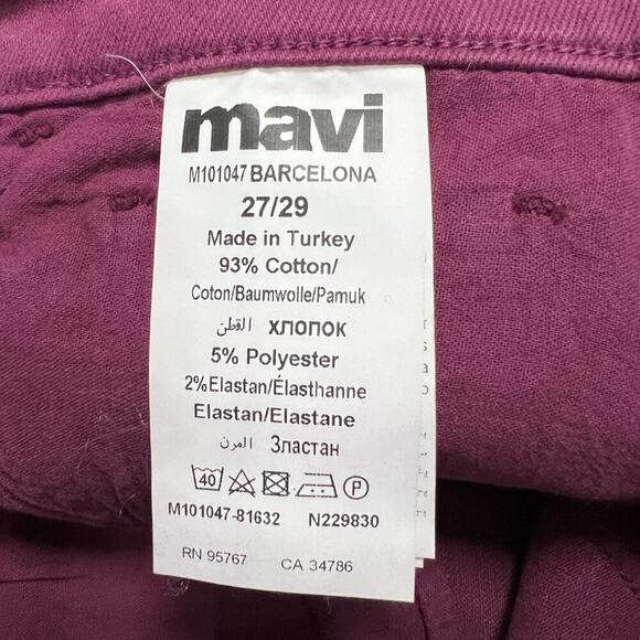 NWT MAVI BARCELONA High Rise Wide Leg Jeans SIZE 27 x 29 Wine Raw Hem Denim - Picture 11 of 11